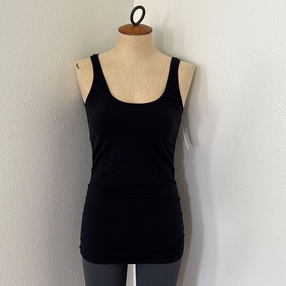 Spiritual Gangster Side Ruched Tank Top Black Size M/L